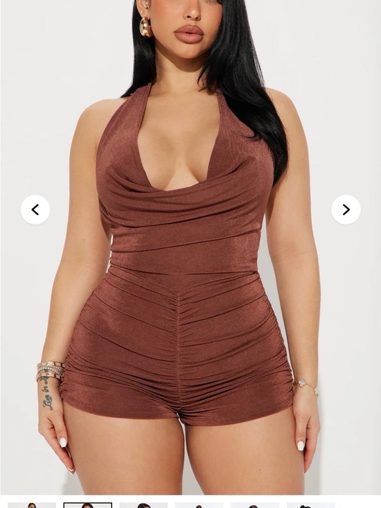 Fashion Nova Pants - Fashion Nova Brown Ruched Halter Mini Dress